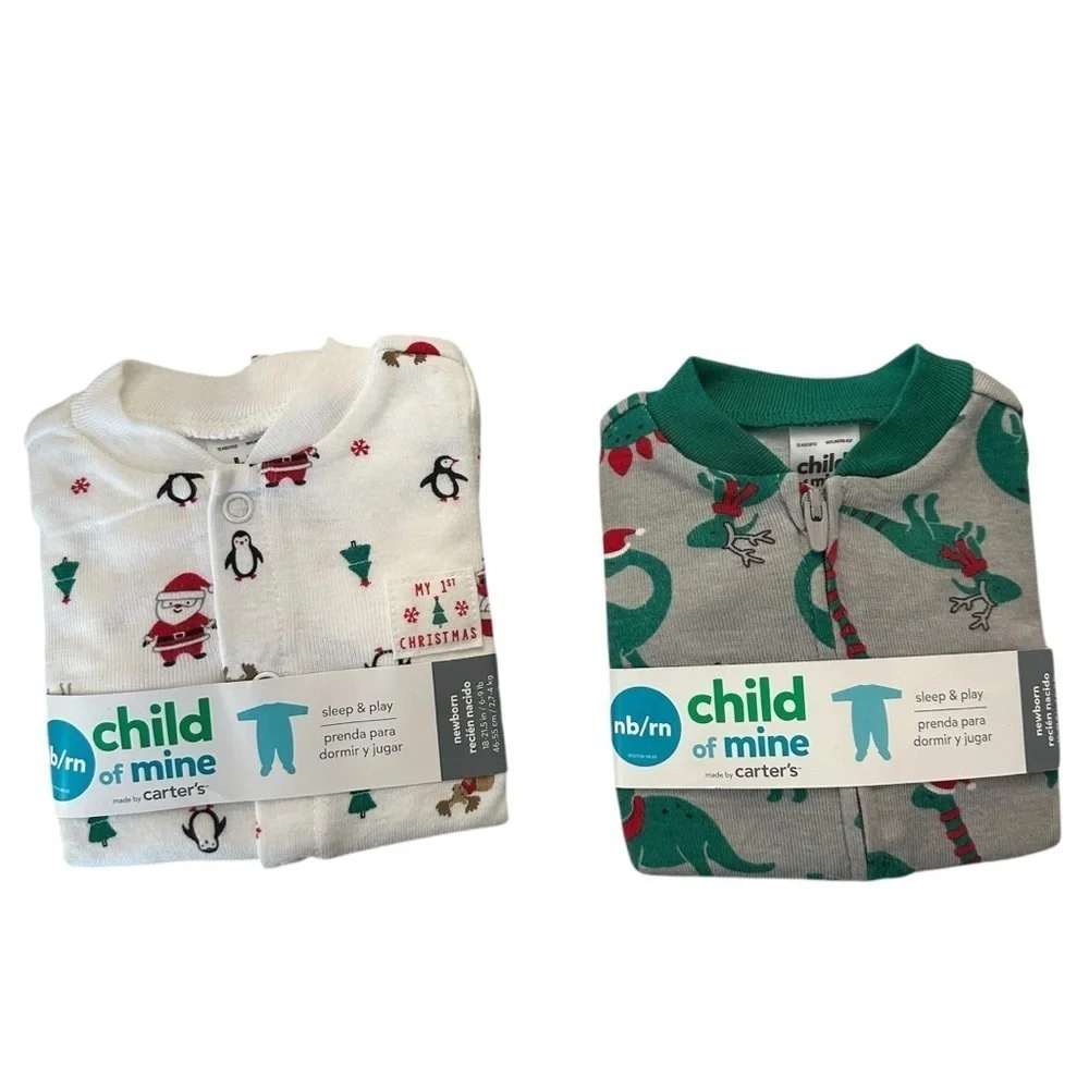 Child of Mine by Carters Newborn Sleep & Play Long Sleeve Onesies Sz Newborn NWT